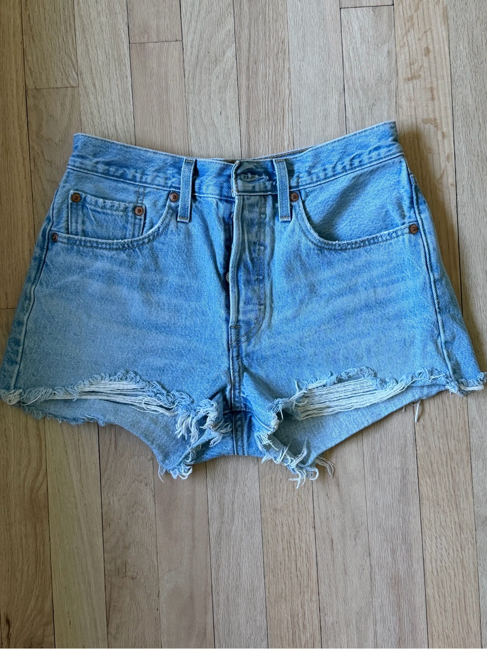Levi's Light Blue Distressed Cutoff Jean Shorts